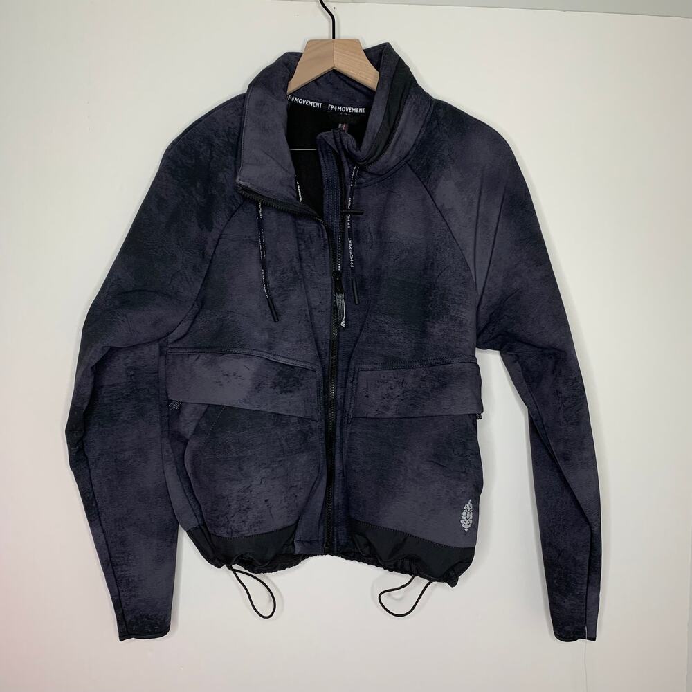 FP Movement Canyon Crushin' Crop Jacket Black Wash Full Zip New Womens Large - Picture 2 of 16